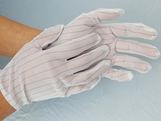 Raya lateral doble 100% de los guantes del paño del ESD del recinto limpio del poliéster