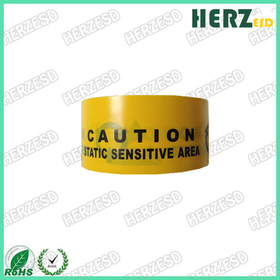 Cintas de advertencia adhesivas antiestáticas ESD PVC / PE con color amarillo y pintura negra