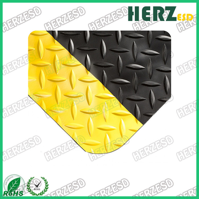 Alfombra anti fatiga amarilla y negra ESD con PVC / espuma EPDM / material de goma