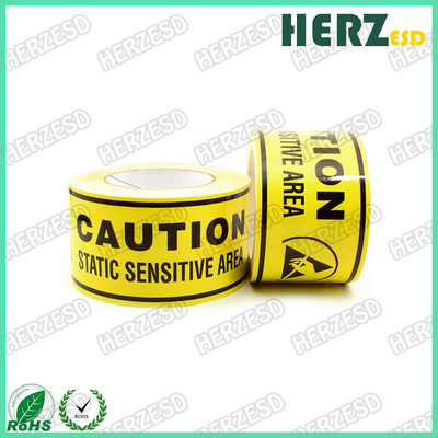 Color del amarillo de la cinta de la precaución de la cinta amonestadora/ESD del ESD del material del PVC/del PE con la impresión negra