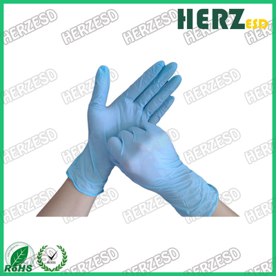 Los guantes disponibles del nitrilo azul libre del polvo, finger puntearon guantes seguros del nitrilo del ESD