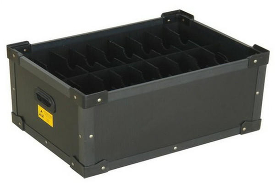 Caja de almacenamiento conductora acanalada antiestática a prueba de choques de la hoja de los PP Corflute del negro de 1-10m m ESD