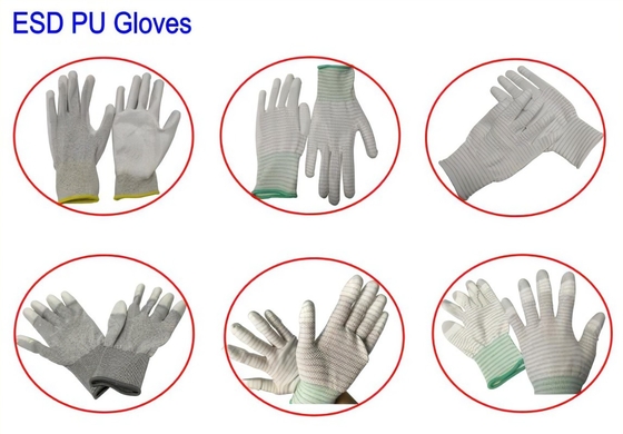 Guante revestido de la palma del ESD con el guante revestido de la seguridad del ESD de la palma de los guantes del finger antiestático del ESD