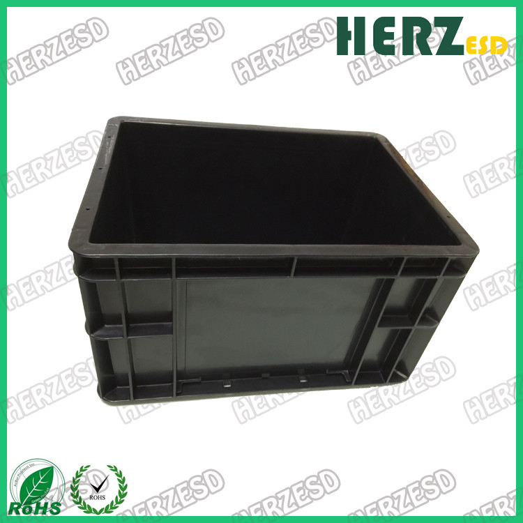 Black Color ESD Storage Box / Crate Bin Dust Proof Size 400 * 300 * 280mm