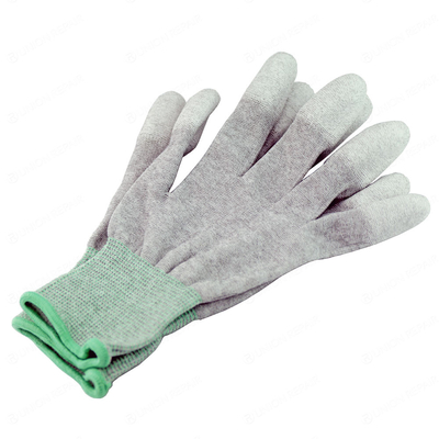 Las fibras de carbono ESD Guantes de punta de PU Guantes de seguridad antistaticos