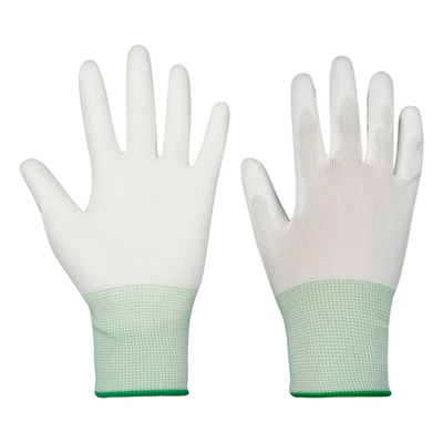 Guantes de poliéster libre de polvo guantes antiestáticos con recubrimiento de dedos de PU