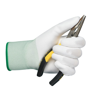 Guantes de poliéster libre de polvo guantes antiestáticos con recubrimiento de dedos de PU