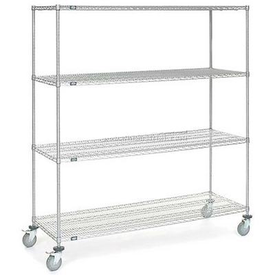 ESD Rack 4 Repisas de alambre Camiones de estanterías de cromo Placas de cromo antistáticas Camión de alambre