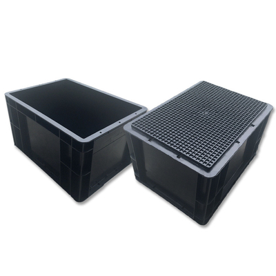 Caja de contenedores ESD Caja de herramientas de plástico ESD Caja de PVC de PP antistatico negro para PCB
