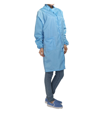 ESD Smock Antistático de la sala limpia ropa de trabajo de poliéster de rayas de rejilla de poliéster logotipo personalizado