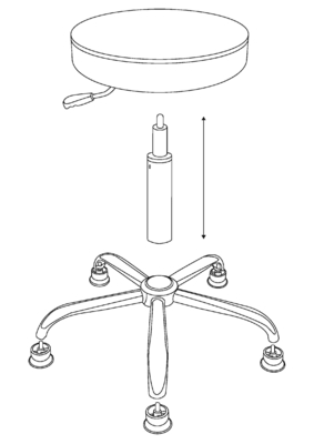 Estructura de acero inoxidable laboratorio taburete cojín redondo silla ajustable para uso de oficina y laboratorio