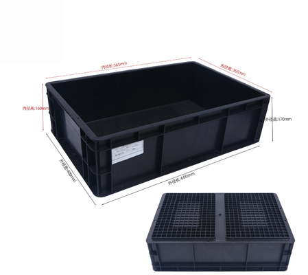 Caja de plástico de 600*400 mm ESD Contenedores de almacenamiento ESD Caja conductora para piezas electrónicas
