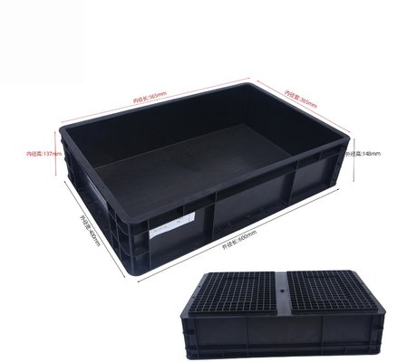 Caja de plástico de 600*400 mm ESD Contenedores de almacenamiento ESD Caja conductora para piezas electrónicas