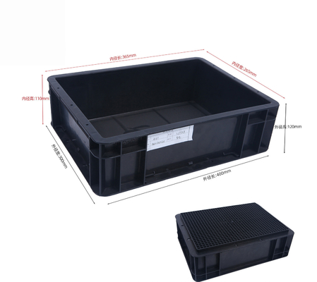 Contenedor de almacenamiento de 400x300 mm ESD acumulable Caja de almacenamiento de plástico industrial caja conductiva