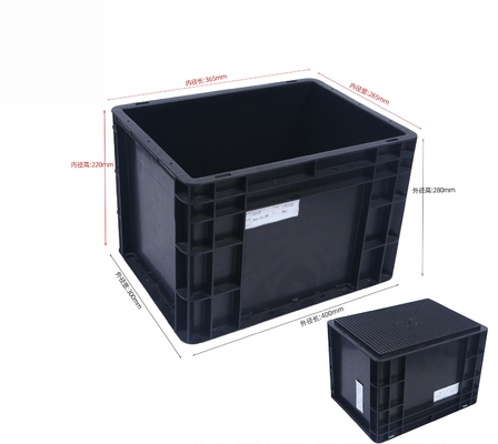Contenedor de almacenamiento de 400x300 mm ESD acumulable Caja de almacenamiento de plástico industrial caja conductiva