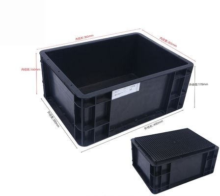 Contenedor de almacenamiento de 400x300 mm ESD acumulable Caja de almacenamiento de plástico industrial caja conductiva
