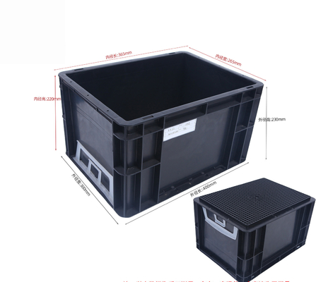 Contenedor de almacenamiento de 400x300 mm ESD acumulable Caja de almacenamiento de plástico industrial caja conductiva