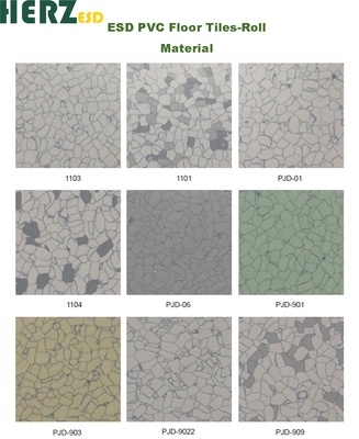 Tejas de suelo de PVC conductoras Vinyl antistatico de PVC multicolor ESD para salas limpias