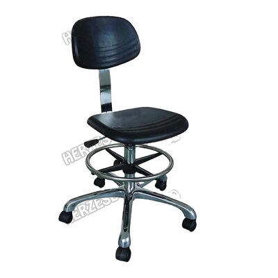 Silla de laboratorio con respaldo alto y reposapiés de cuero PU antiestático para sala limpia
