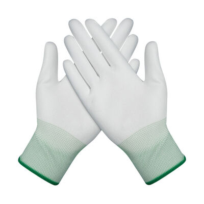 ESD Conductive Gloves Polyester Anti-static Work Glove Anti-slip Carbon PU Tip Palm Fit