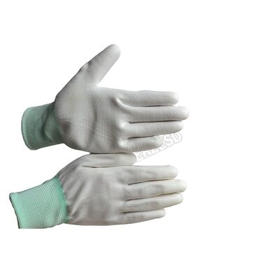 ESD Antiestático de laboratorio Antistático de la palma del dedo superior Guantes de nylon recubiertos con guantes antistáticos libres de polvo