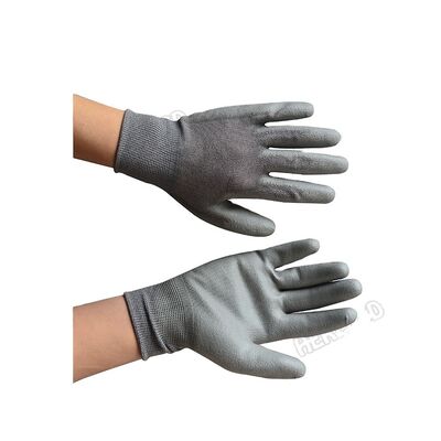 Guantes ESD de la parte superior del dedo con revestimiento de palma antistatico de nylon de fibra de carbono de alta calidad para guantes antistaticos electrónicos