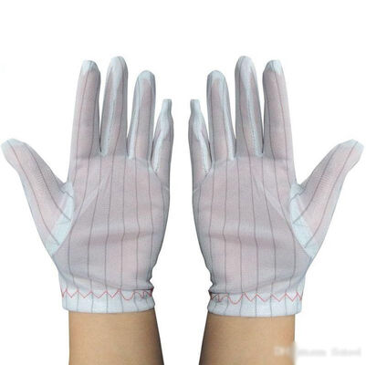 Guantes ESD de poliéster antiestático para la inspección de seguridad electrónica Guantes antideslizantes de fibra conductiva