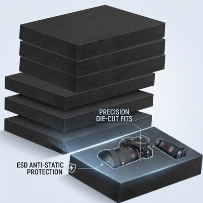 Inserción de espuma conductiva ESD con corte negro de espuma antiestática EVA Cushion de embalaje interior para el envío de placas de circuitos integrados de PCB