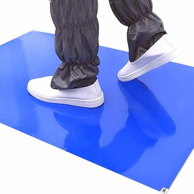 Alfombra azul pegajosa de cuarto limpio Alfombra pegajosa de piso adhesivo desechable para el control del polvo