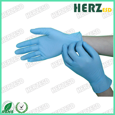 Los guantes disponibles del nitrilo azul libre del polvo, finger puntearon guantes seguros del nitrilo del ESD