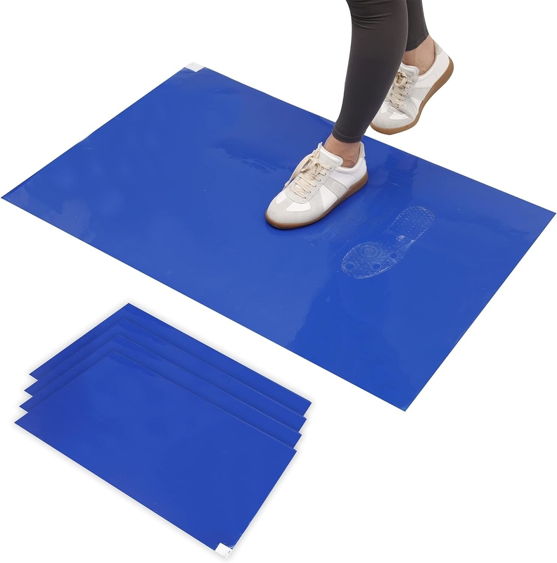Alfombra pegajosa almohadillas pegajosas Adhesivo 30 hojas / paquetes Alfombras azules para el piso de la sala limpia Alfombras para quitar la suciedad para zapatos de laboratorio y hospitales