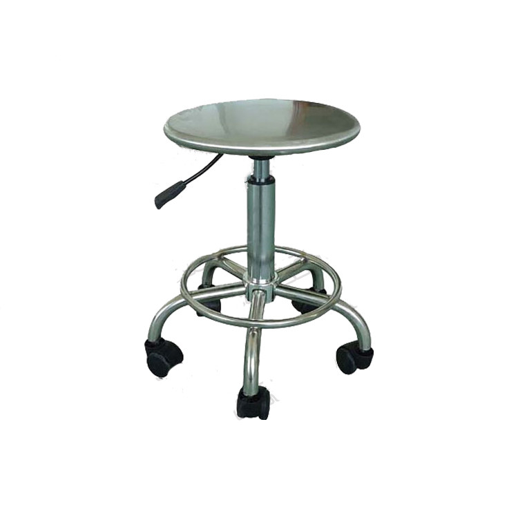 Estructura de acero inoxidable laboratorio taburete cojín redondo silla ajustable para uso de oficina y laboratorio