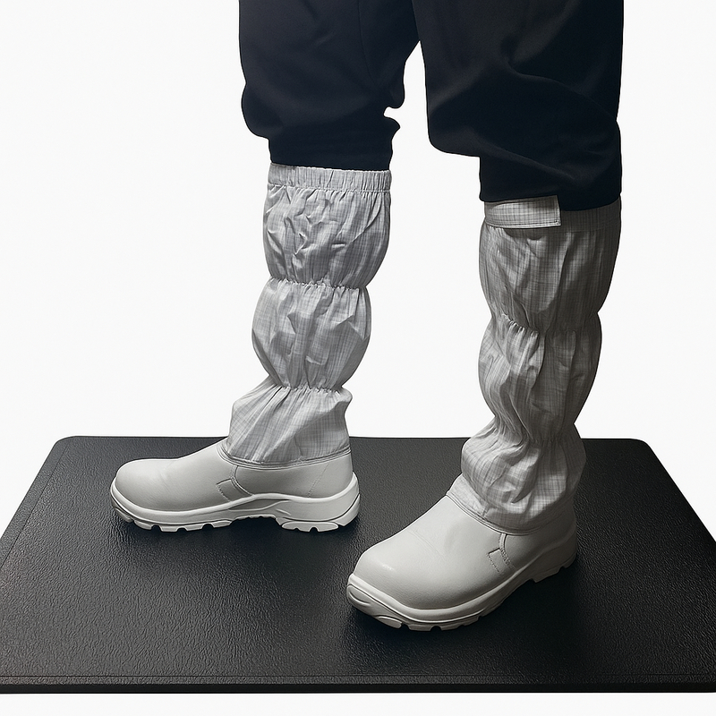 Alfombrilla de goma antiestática ESD con doble capa de PVC y superficie con patrón de corteza que proporciona comodidad ergonómica y resistencia al deslizamiento