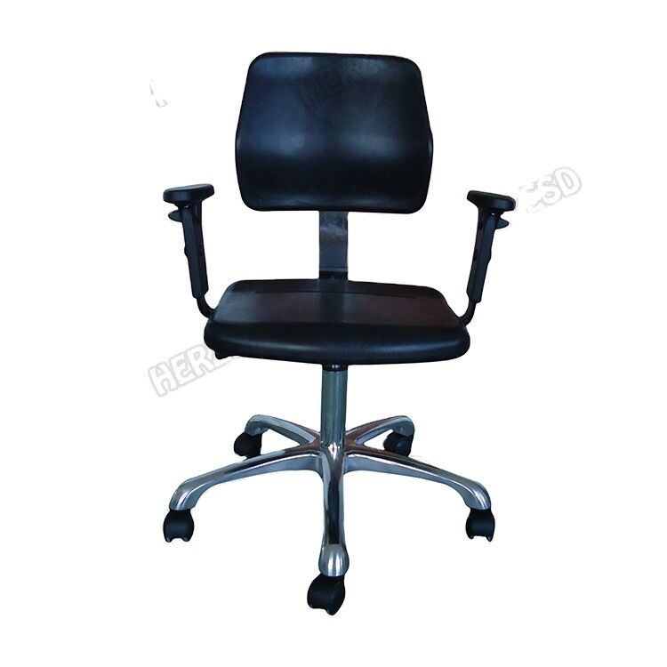 Silla ESD de taller industrial ajustable, espuma de PU, silla de trabajo ESD con reposabrazos