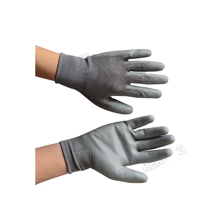 Guantes ESD de la parte superior del dedo con revestimiento de palma antistatico de nylon de fibra de carbono de alta calidad para guantes antistaticos electrónicos